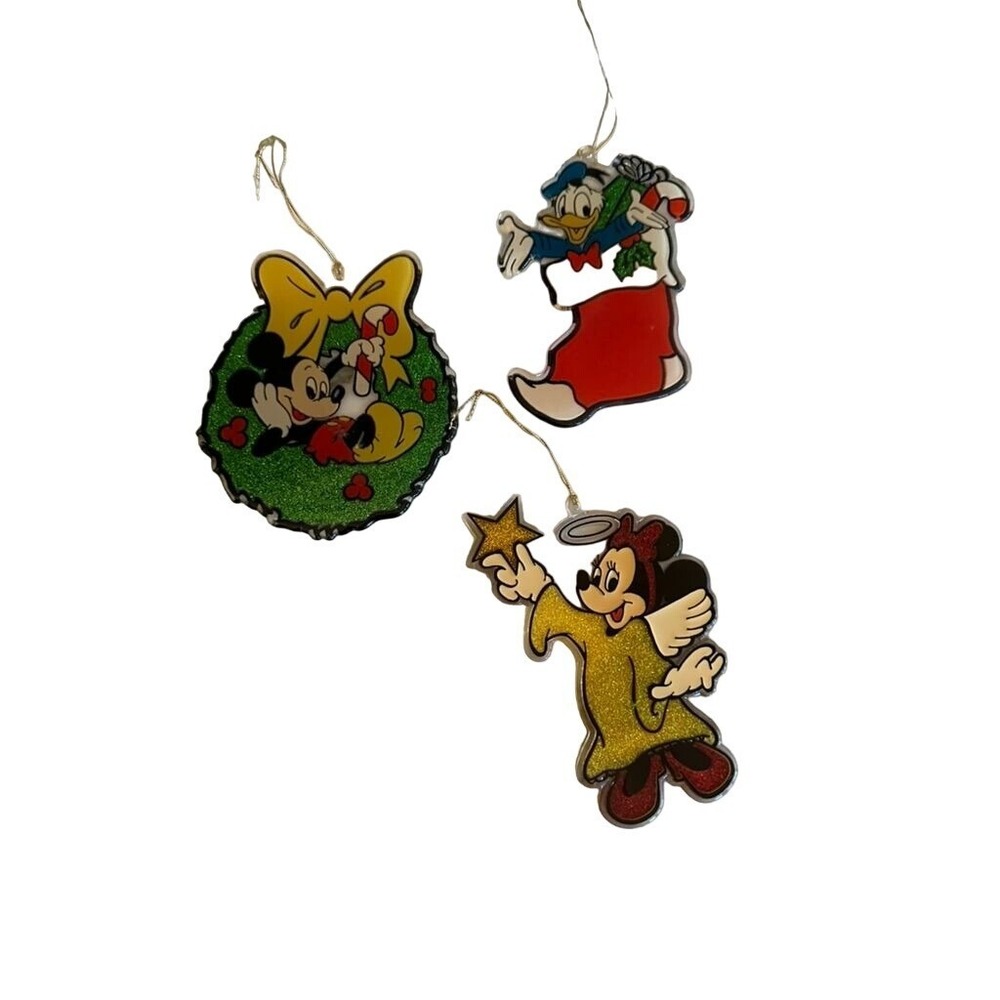 Disney Christmas Ornaments Set Mickey Mouse Minnie Mouse & Donald Duck